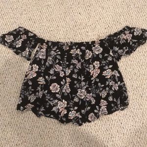 american eagle off the shoulder floral shirt